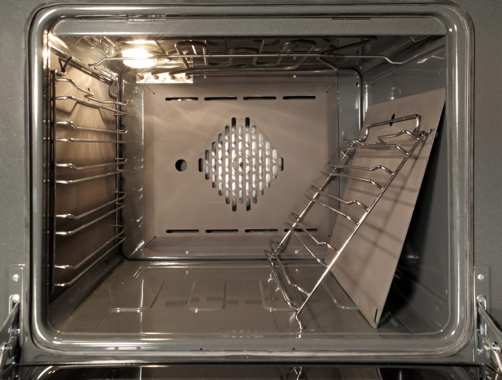 The inside of a stove oven